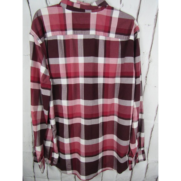 American Eagle Men's Burgundy Plaid Button Front XXL Shirt - Picture 2 of 5